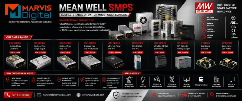 Mean Well SMPS – Complete Range of Switch Mode Power Supplies UAE