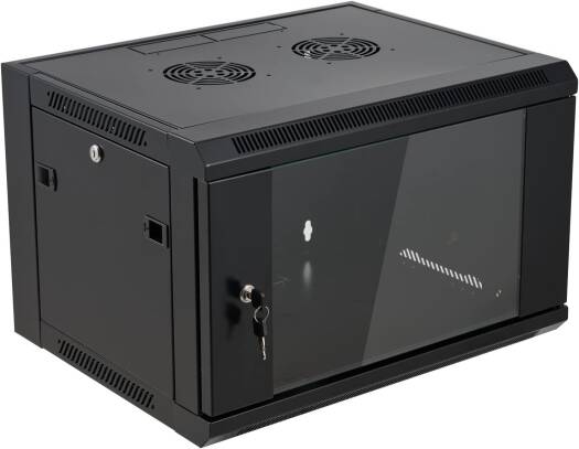 6U 600 x 600 Wall Mount Rack Cabinet, With Fan and Shelf | 6U-600X600
